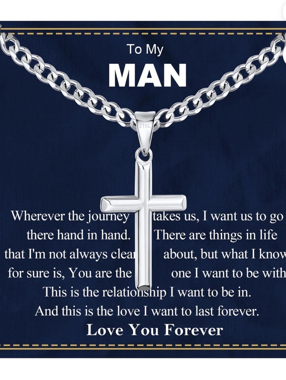 Stainless Steel Cross Pendant Necklace - Silver. 24 Inches